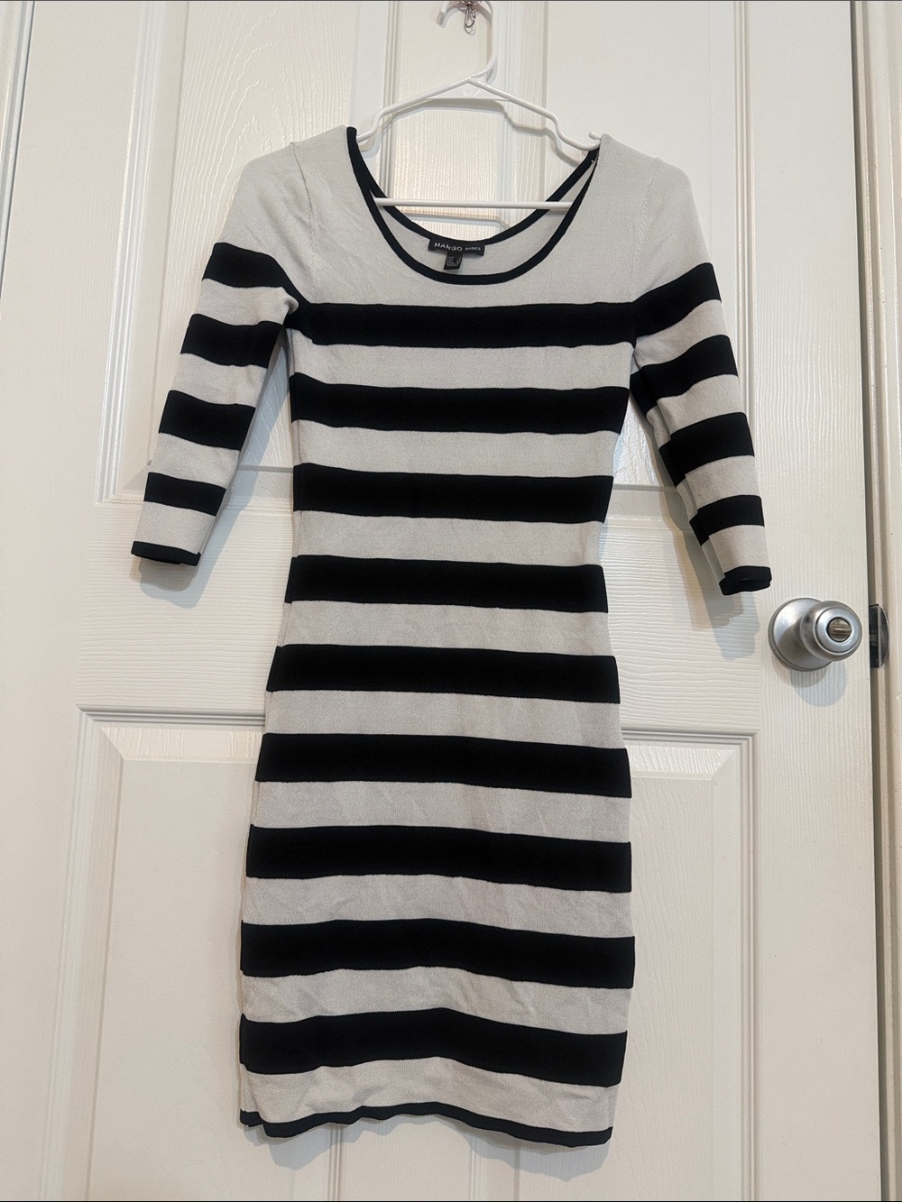 Black and White Striped Knit Dress - MANGO